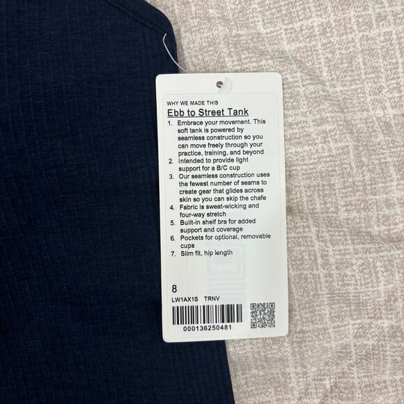 NWT Lululemon Ebb to Street Shelf Bra Tank Top *Light Support True Navy - Picture 6 of 8